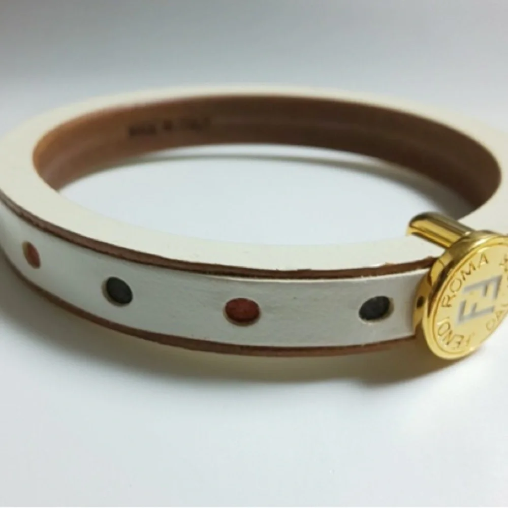 Fendi White Leather Vintage Bracelet with Gold Accent - EUC - Picture 3 of 9